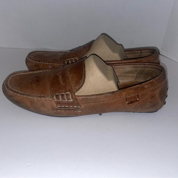 Polo Ralph Lauren Wes Brown Leather Penny‎ Loafers Size 10.5 - Picture 4 of 7